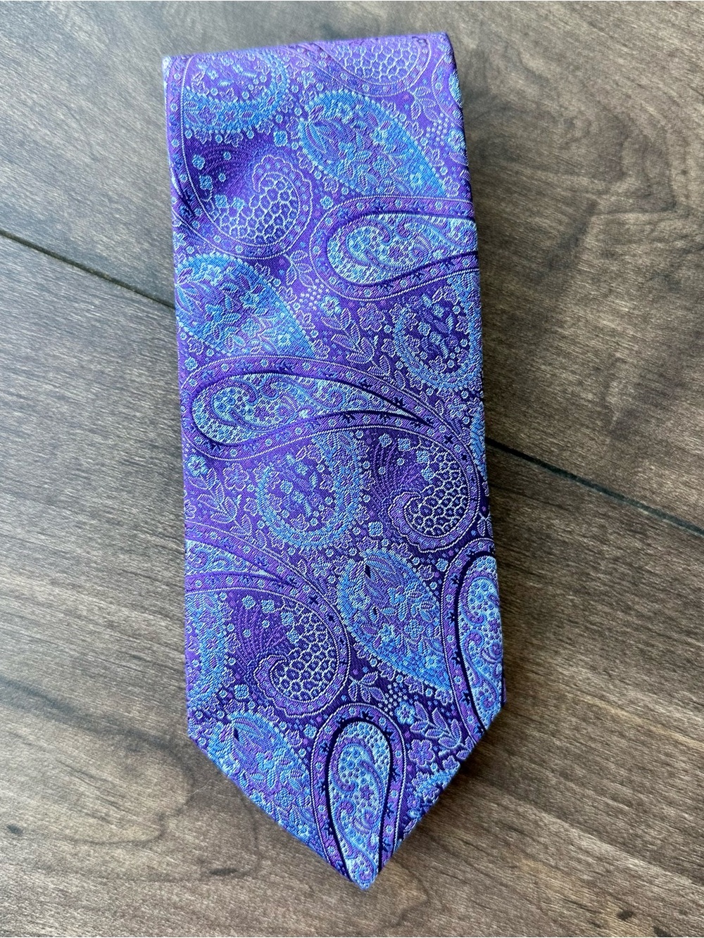 David Donahue Purple Paisley Silk Tie Jacquard - Mens Luxury - Made In USA